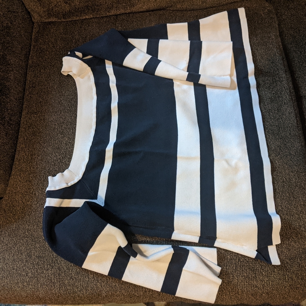 Blue & White strip off shoulder top